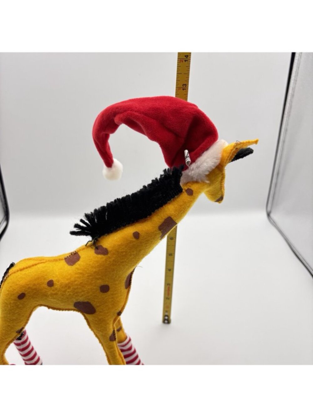 2010 Annalee Christmas Giraffe Santa Hat Peppermint Stripe Stockings Socks 12” - Picture 13 of 15